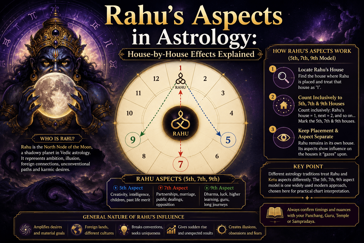 Rahu's Aspects in Astrology: House-by-House Effects Explained