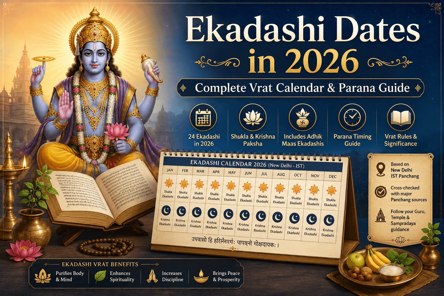 Ekadashi Dates in 2026: Complete Vrat Calendar & Parana Guide