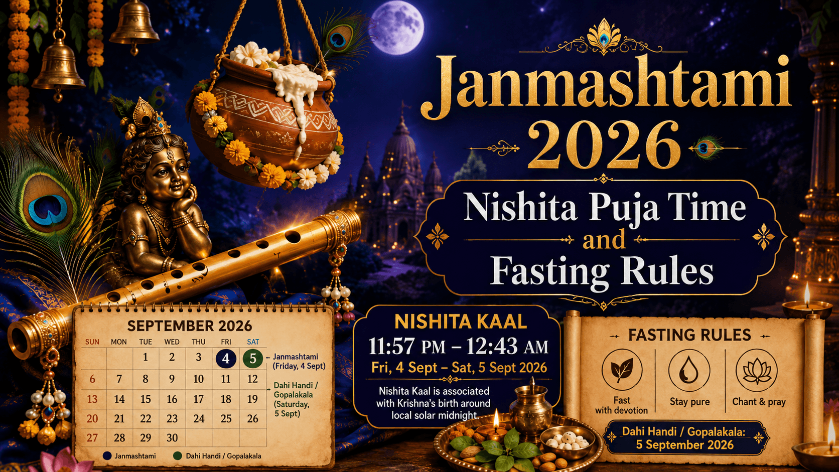 Janmashtami 2026: Nishita Puja Time and Fasting Rules