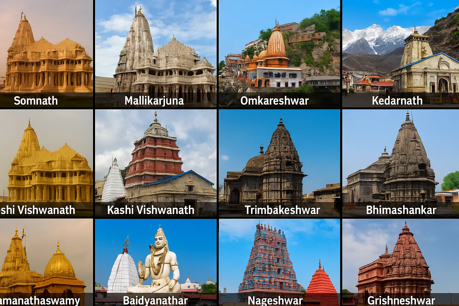 12 Jyotirlinga in India