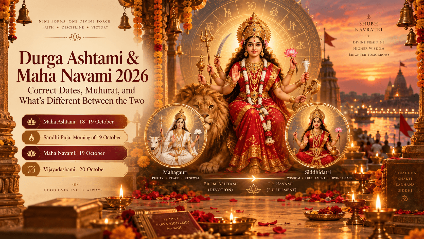 Durga Ashtami and Maha Navami 2026: Correct Dates, Muhurat, and What's Different Between the Two