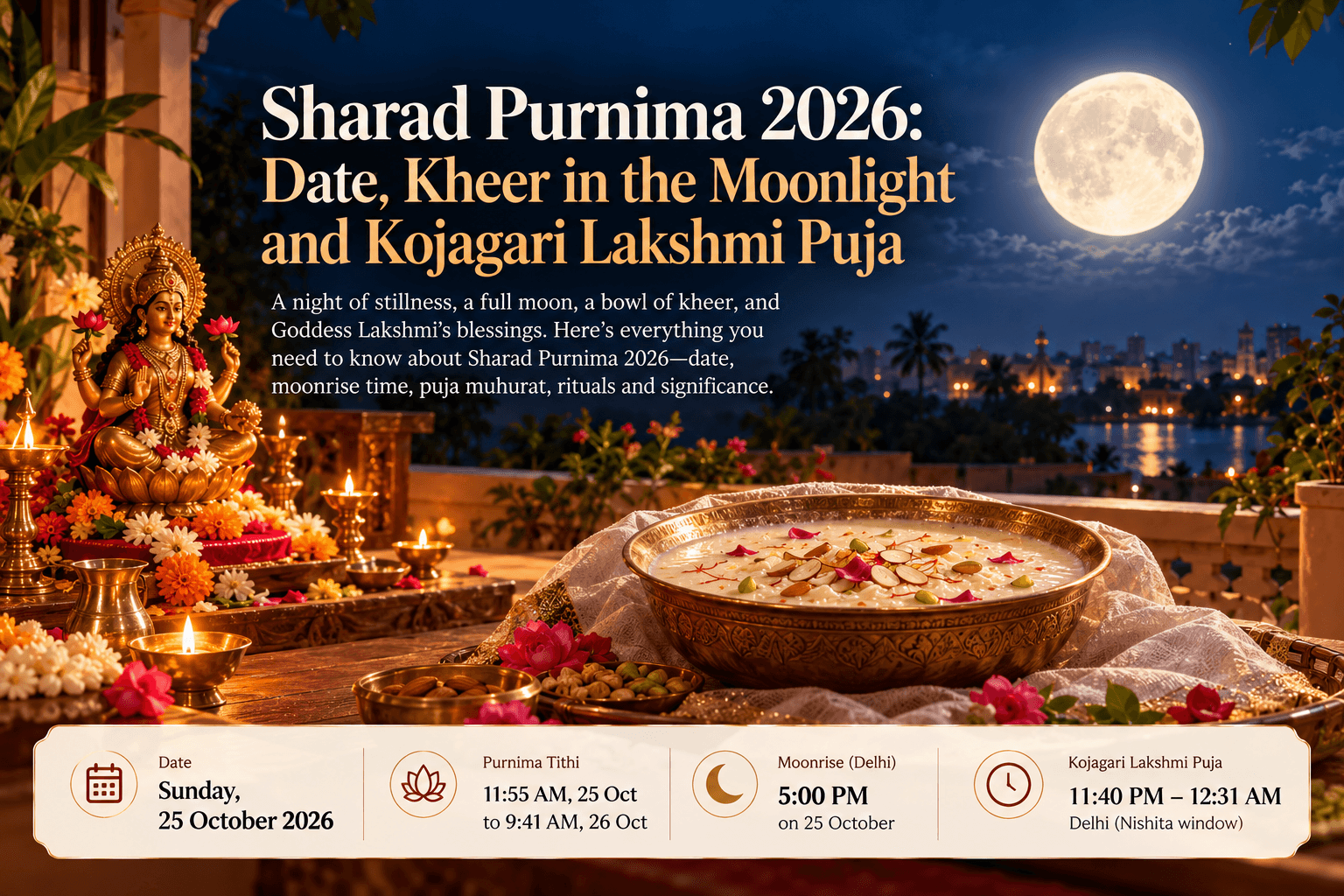 Sharad Purnima 2026: Date, Kheer in the Moonlight and Kojagari Lakshmi Puja