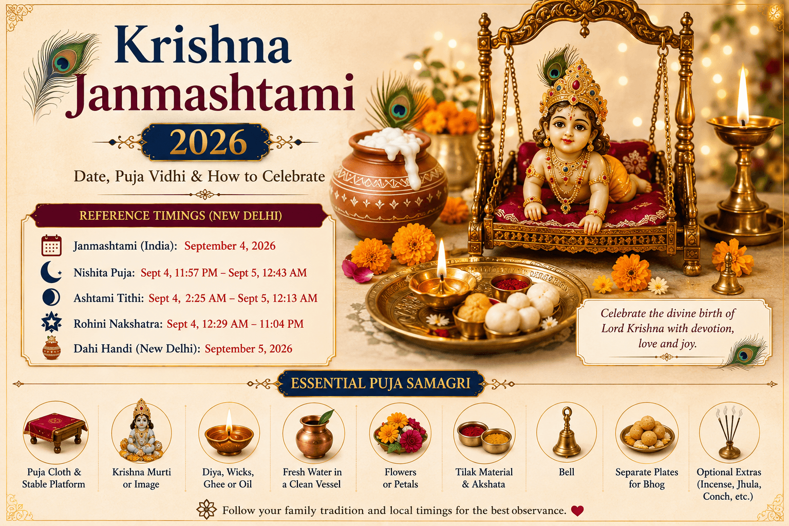 Krishna Janmashtami 2026: Date, Puja Vidhi & How to Celebrate