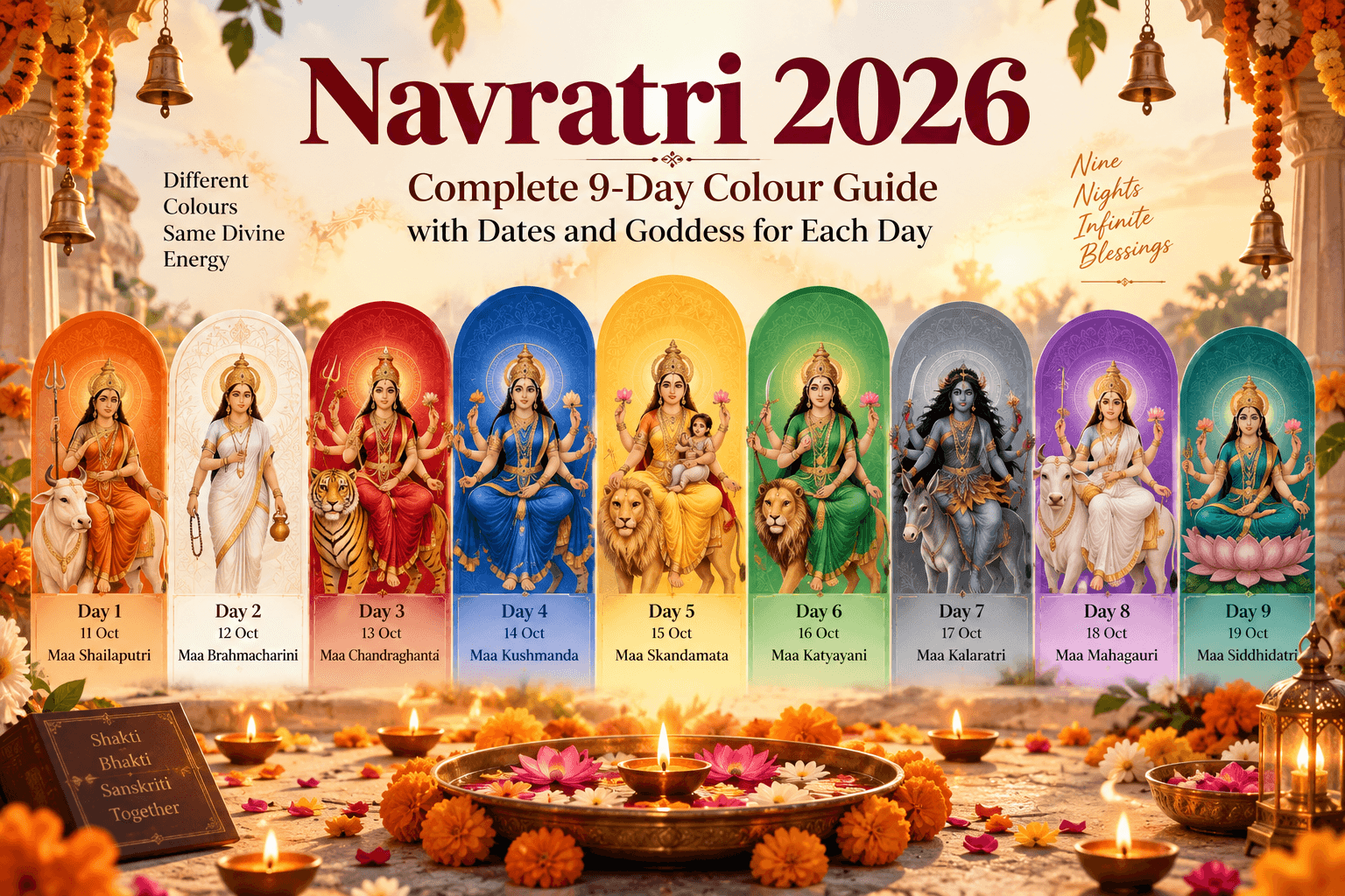 Navratri 2026: Complete 9-Day Colour Guide with Dates and Goddess for Each Day